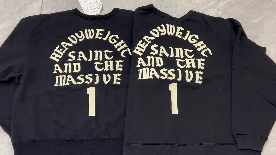 Printing proofing SAINT Mxxxxxx CREW SWT/IT'S SAINT/BLK flocked SAINT sweatshirt black S-XL ⚠️Note important point: this is flocked printing